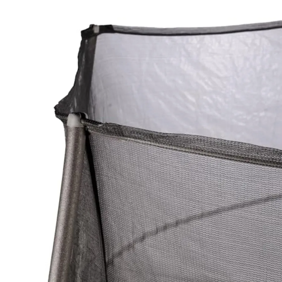 ترامبولين دائري بطول 14 قدمًا ونظام غلاف مع إطارات فولاذية مجلفنة وسعة 200 رطل للبالغين مثالي للظهر