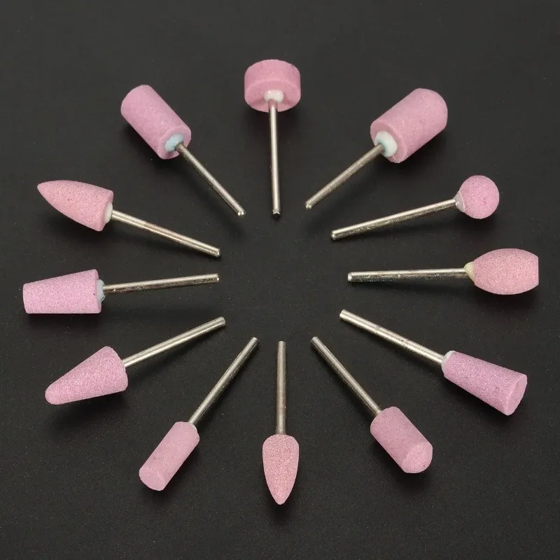 

12Pcs Abrasive Polishing Mounted Stone for Rotary Tools Grinding Stone Wheel Head Tools 2.35mm Shank Mini Nail Drill Bit Set