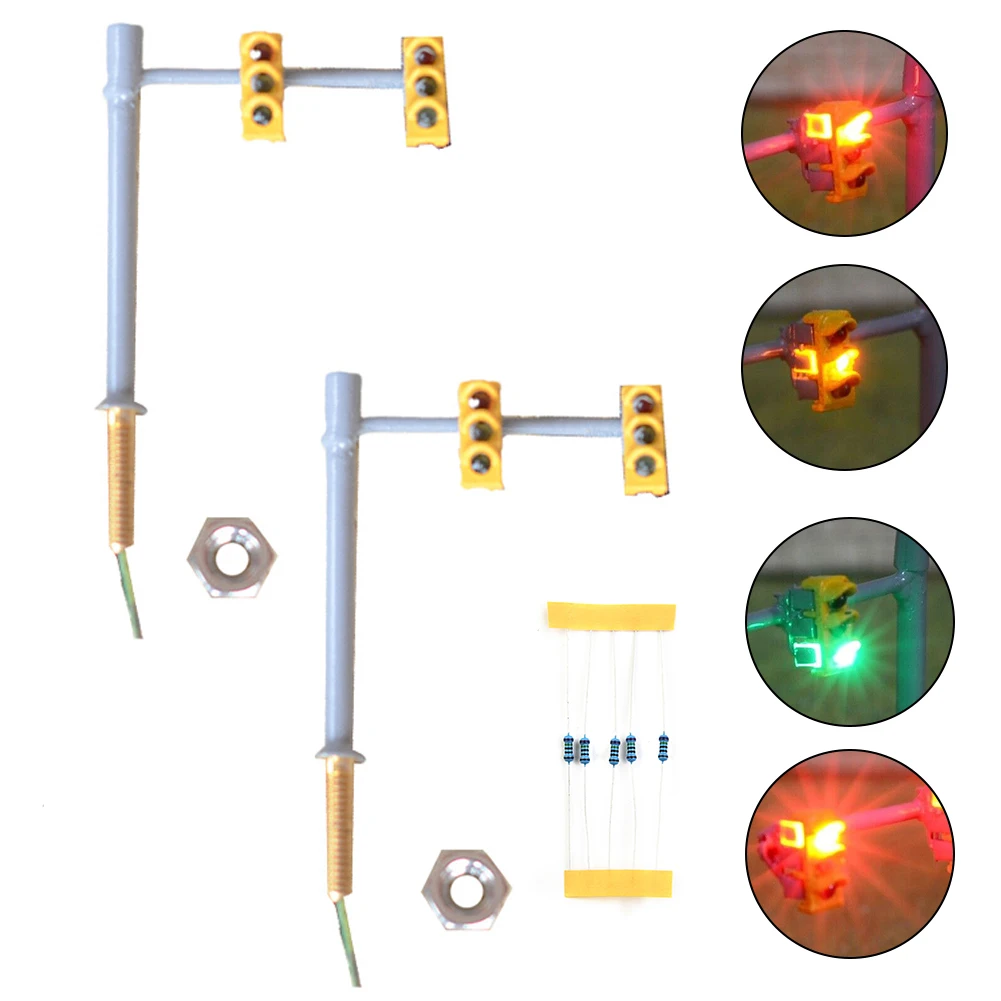 2pcs HO Scale Model Railroad LED Pedestrian Street Crossing Signals, 3V DC With Resistors Model Railroads & Trains