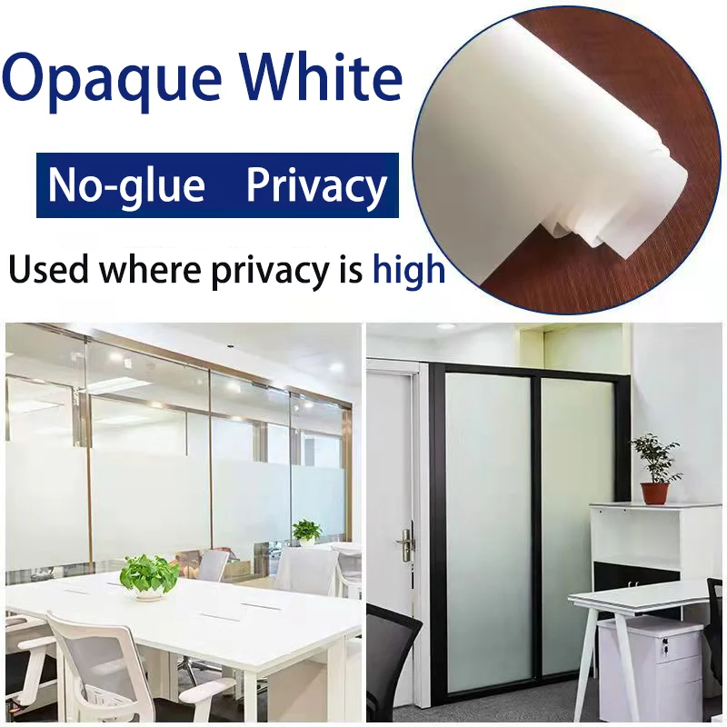 Glass Sticker Privacy Protection Self-Adhesive Explosion-Proof PET Sun-Blocking Removable Decorative Film 4m Length Opaque White