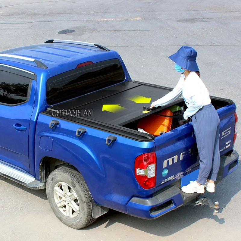 Retractable Roller Lid Cover, Waterproof Aluminum Bed Lid for Toyota Hilux Tundra Isuzu D-Max, Heavy Duty Lockable Cargo, Black