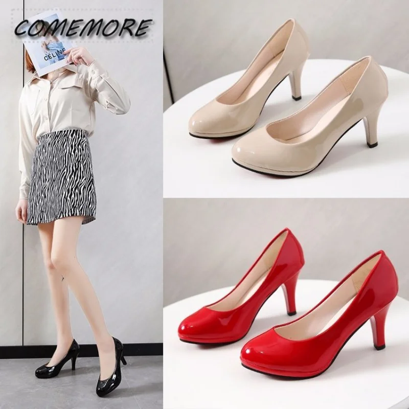 2023 High Heels Shoes Women White Wedding Shoes Thick Elegant High Heels Fashion Party Pumps Spring Footwear Red Big Size 35-41