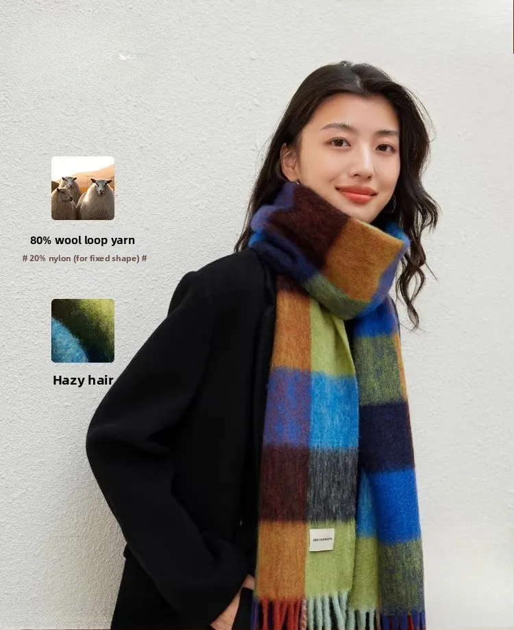 

Autumn and Winter Wool Scarves for Girls, Fashionable Colorful Warm Shawls To Give As Birthday Gifts To Friends