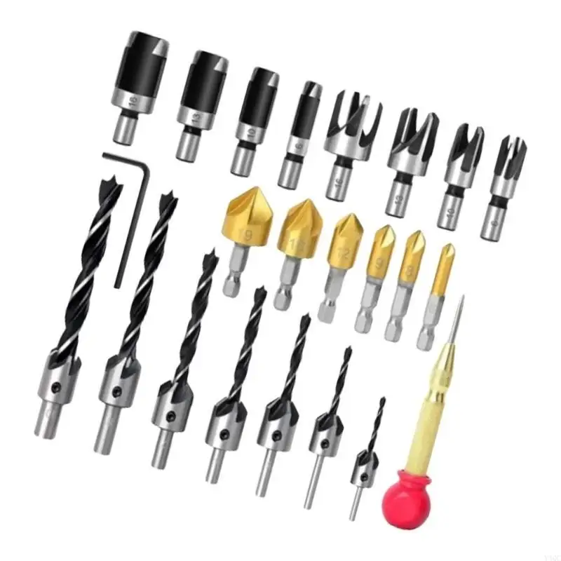 

23Pcs Woodworking Drilling Chamfer Machine With Three Pointed Countersunk Y4QC