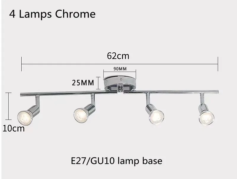 Opvouwbare led Plafondspot GU10/E27 Socket Moderne Goud/Chroom/Zwart Plafondlamp Woonkamer Slaapkamer Lange plafondlampen