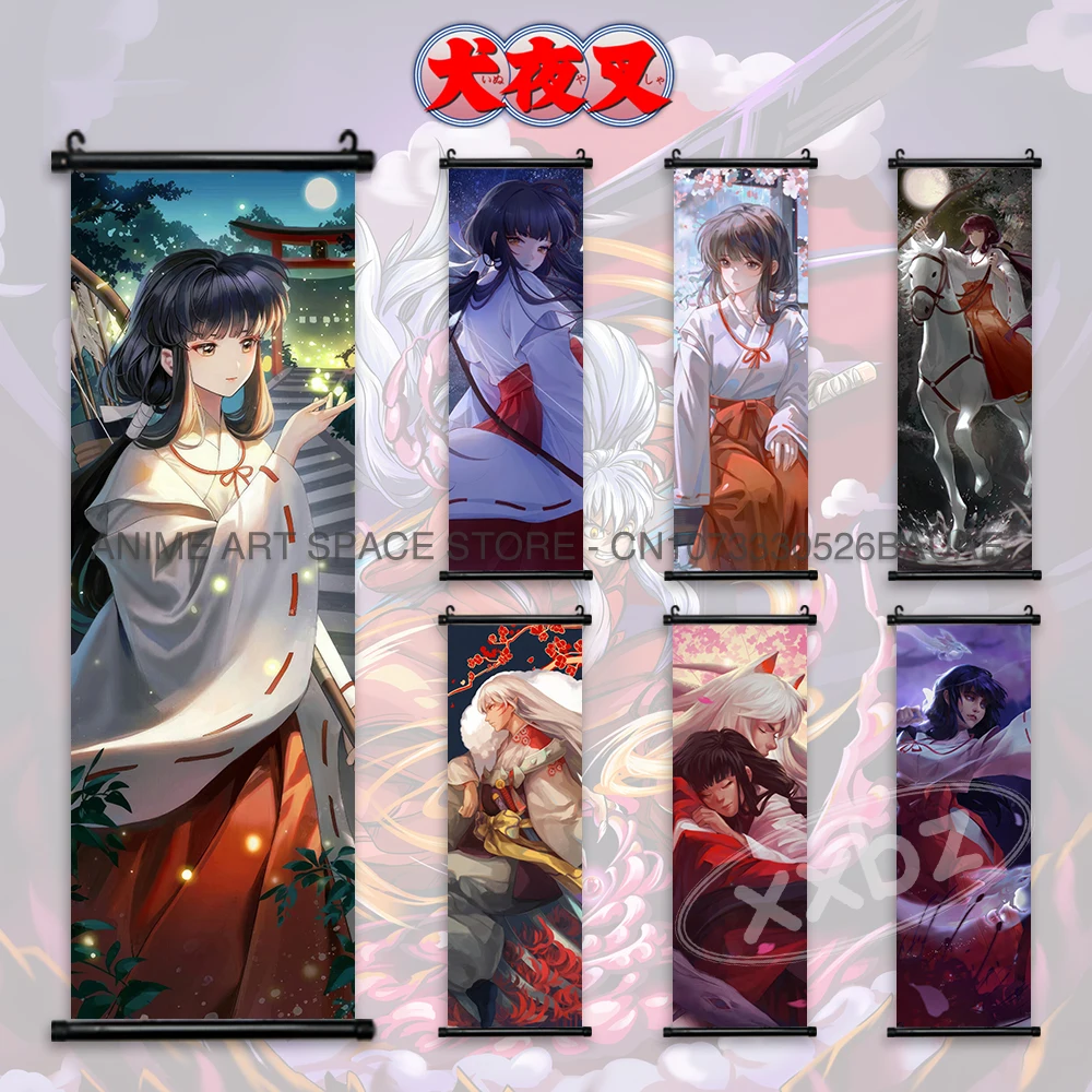 Inuyasha Hängende Malerei Higurashi Kagome Wandkunst Cartoon Kikyou Home Dekorative Sesshoumaru Anime Poster Sango Scroll Bild – Detail 2