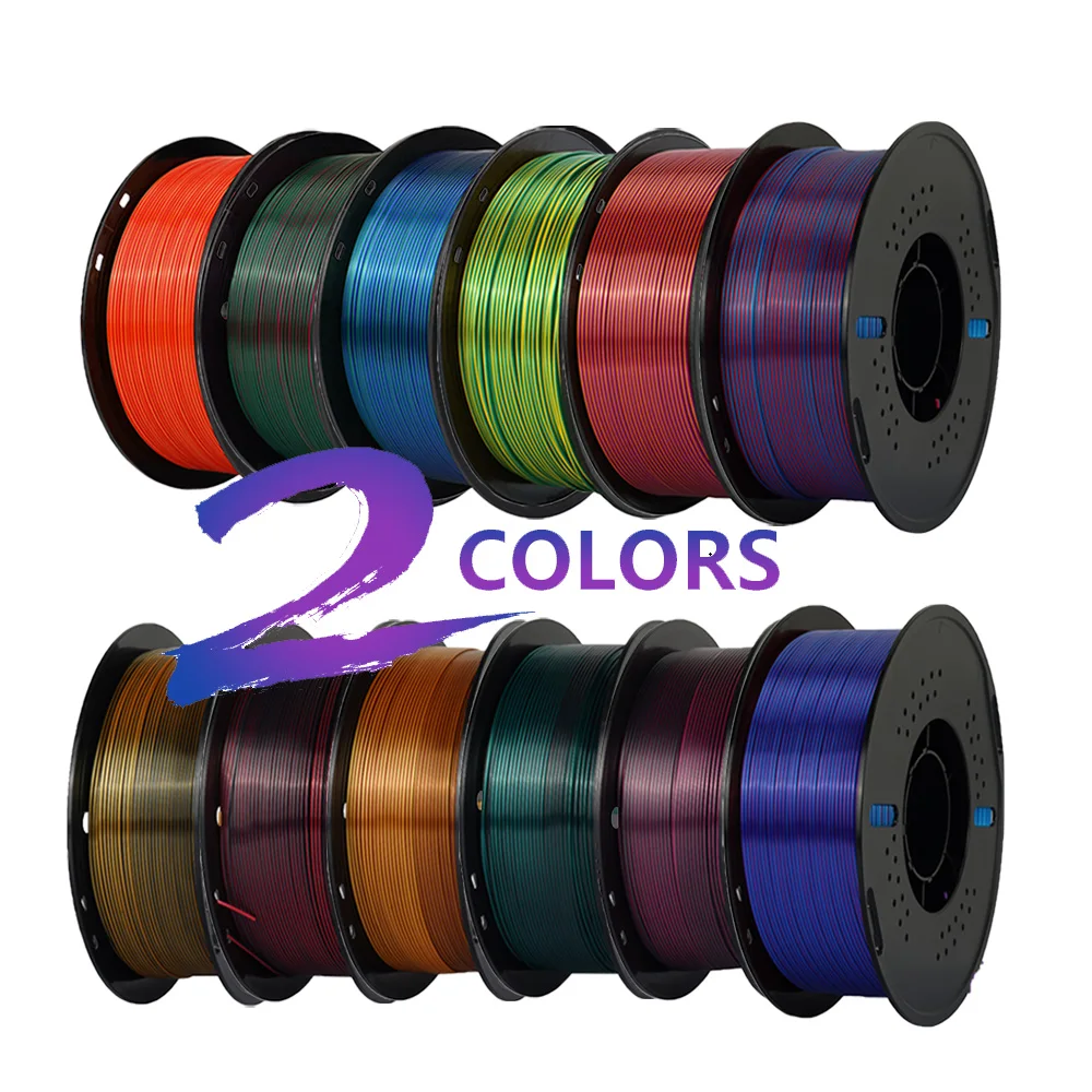 Multicolor Filament Bicolor Silk PLA 2Color for 3D Printing Plastic 3D Printer Materials 1.75mm Spool No Bubble High quailty