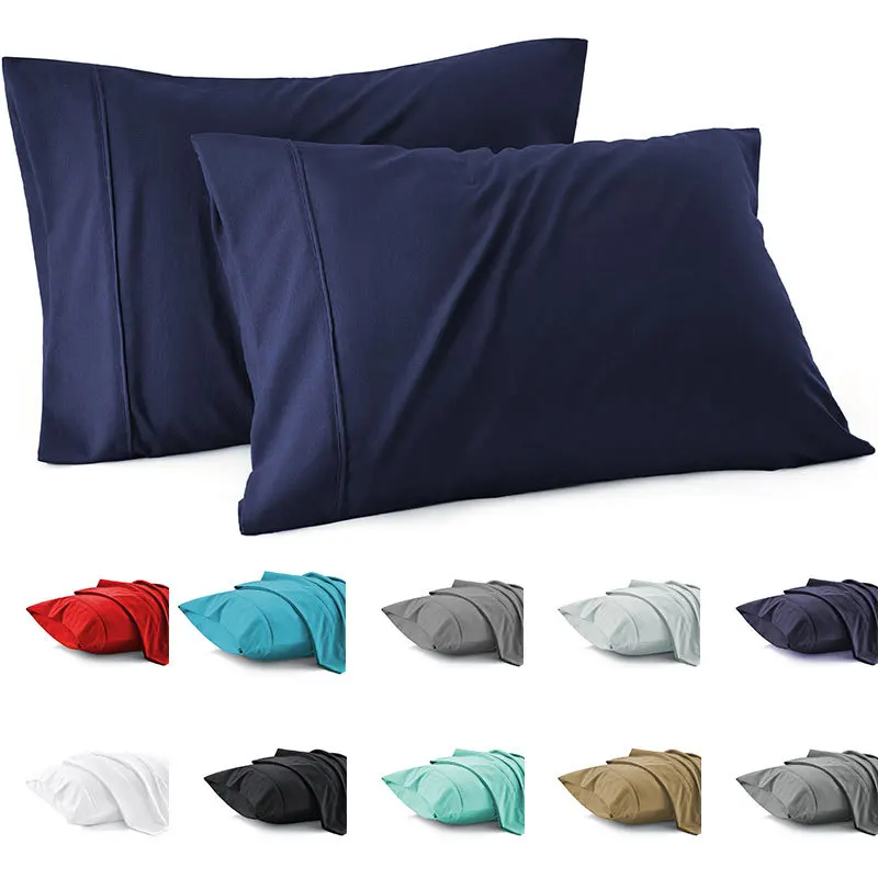 

Thick Solid Brushed Pillowcase 2Pcs Simple Soft Pillow Slipcovers for All Seasons Skin Friendly Bed Accessories for A Good Sleep