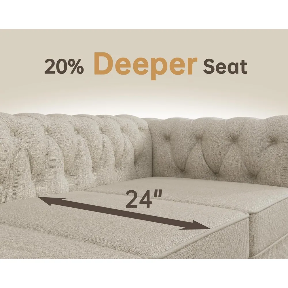 

Classic Chesterfield Sofa Set 82'', Tufted Sofa Couch Set with Solid Wood Legs Thick Cushion, Pet-Friendly 3-Seater Sofas