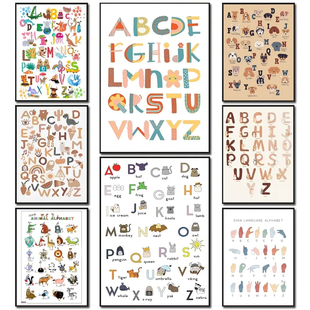 

1 шт., детский обучающий плакат с английским алфавитом, печать на бумаге, домашняя гостиная, спальня, вход, бар, ресторан, кафе, художественная живопись
