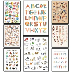 1PC Children's English Alphabet Teaching Poster Paper Print Home Living Room Bedroom Entrance Bar Restaurant Cafe Art Painting