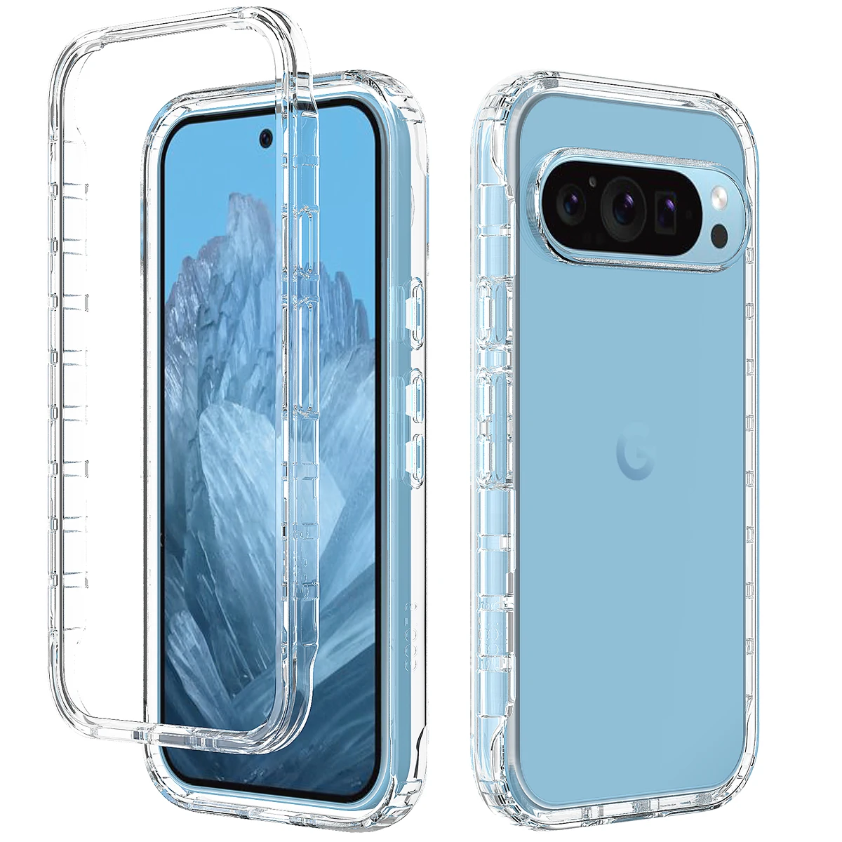 

Shockproof Transparent Clear Soft Case for Google Pixel 9 Pro XL, Slim Hybrid PC Frame TPU Back Phone Cover Fundas