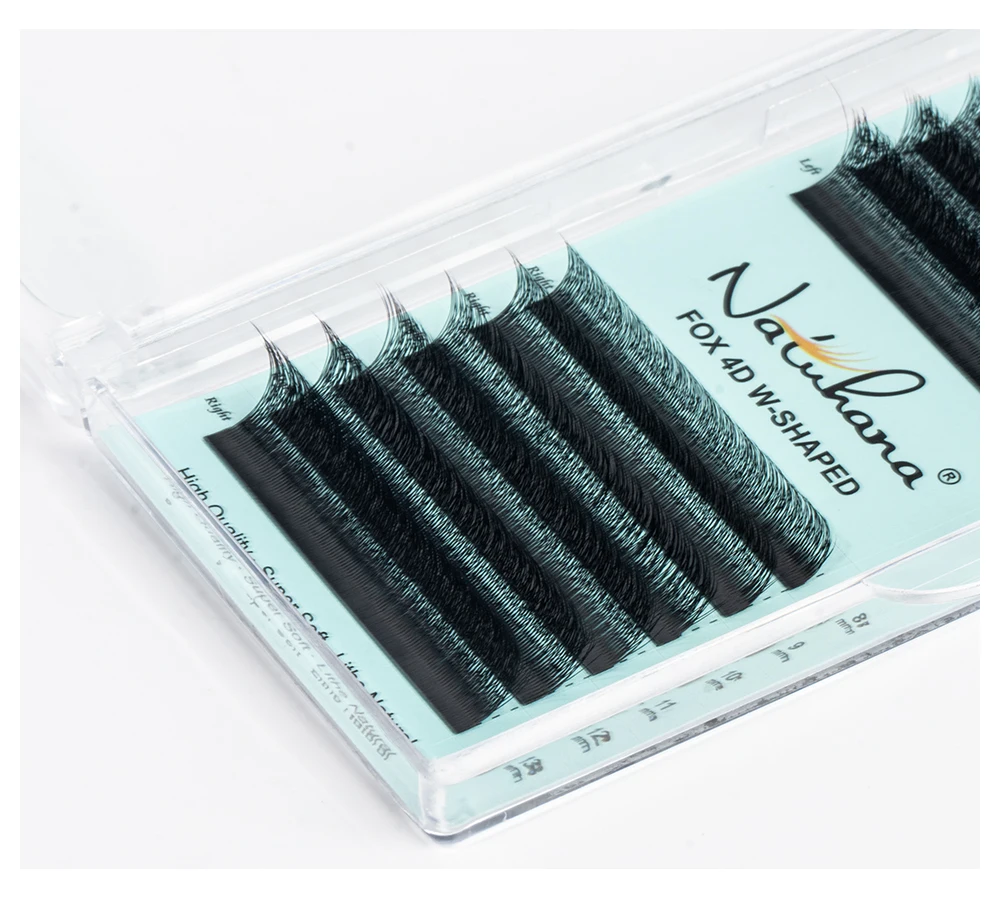 NATUHANA Fox 4D W-förmige Wimpernverlängerung, mattschwarz, natürlich, dünn, künstlicher Nerz, falsche Wimpern, vorgefertigte Volumen-Fächerwimpern – Detail 9