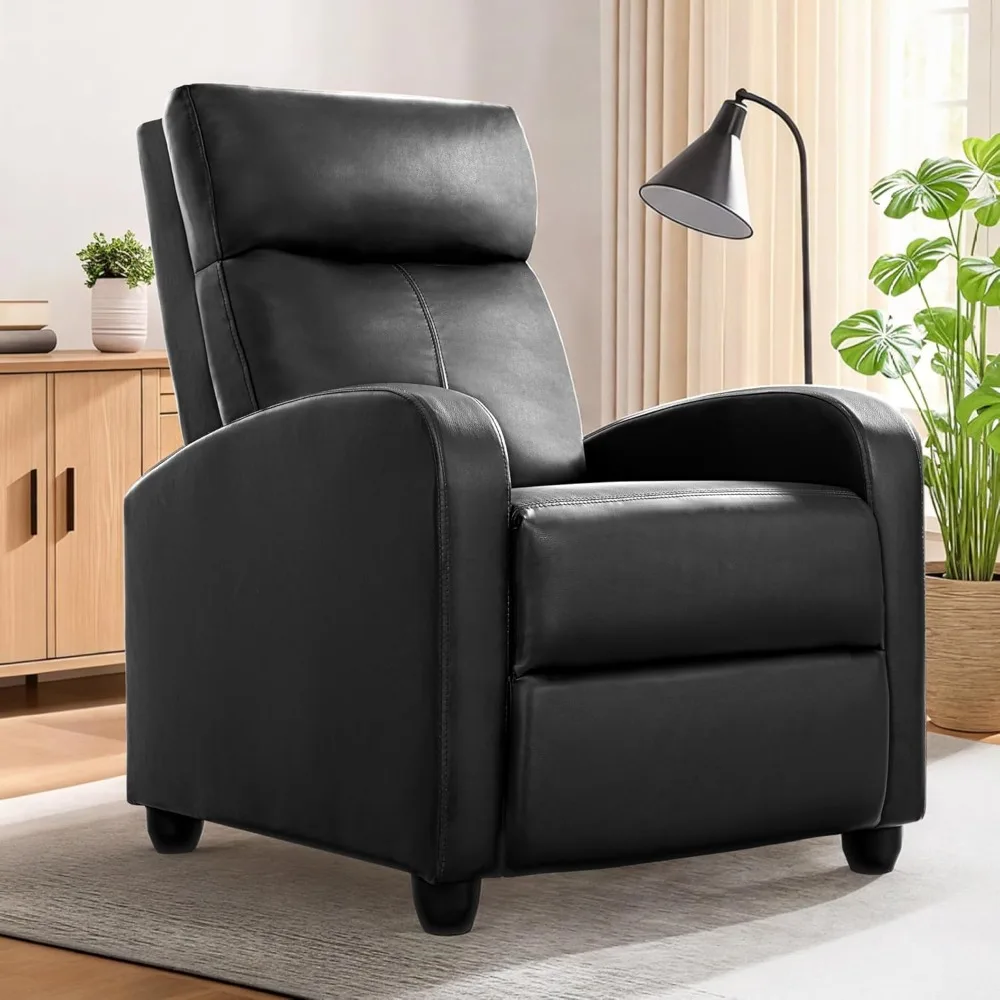 

Recliner Chair for Adults, Faux Leather Small Reclining Chair Home Theater Seating, Adjustable Modern Single Sofa
