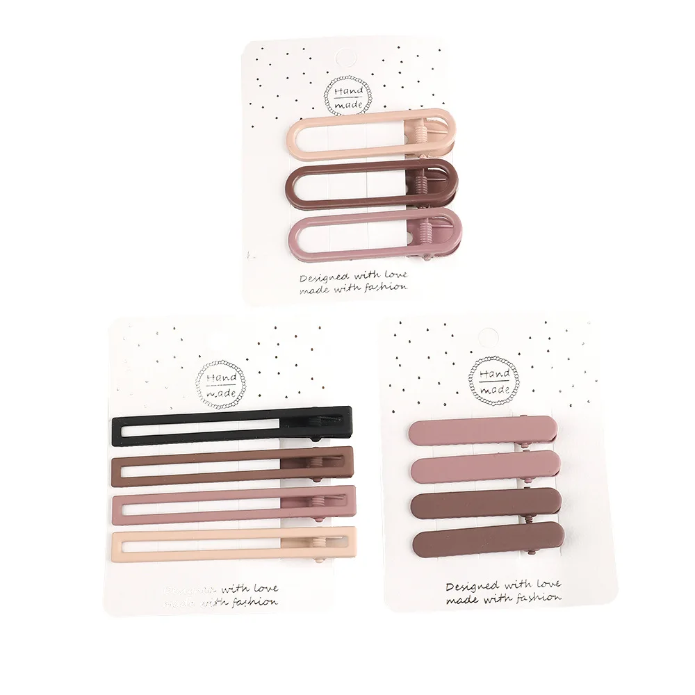 

Minimalist Duckbill Hair Clips Set Brown Color Non Slip Side Bangs Baby Hair Grips for Women Office Work Wholesale