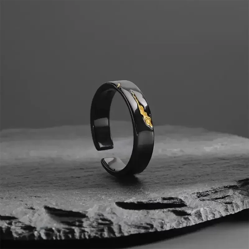 Mens Rings Delicate Trendy Personalized Gilding Irregular Pattern Alloy Opening Adjustable Ring Jewelry for Men Girls Gift