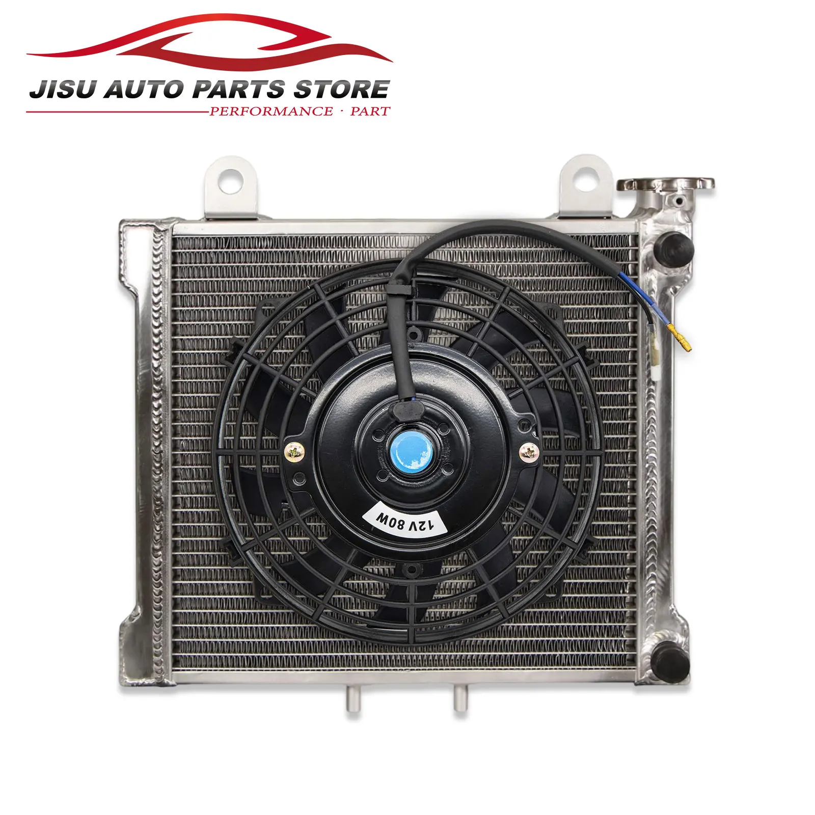 2 Rows Aluminum Radiator + Fan for 2000-2007 06 05 Bombardier Can Am DS 650 DS650 DS650X Baja