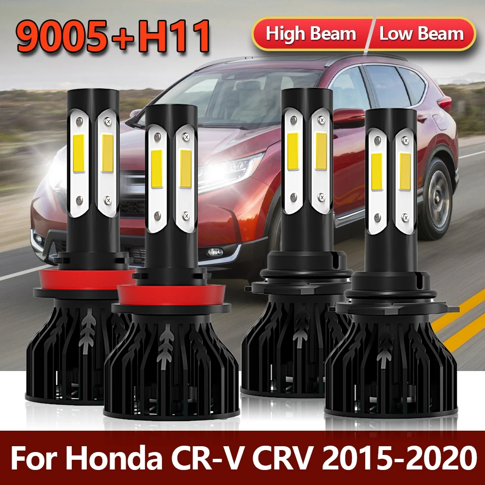 

4x LED 9005/HB3 H11 Headlight Bulbs High Low Combo Four-sides Lamps Kit For Honda CR-V CRV 2015 2016 2017 2018 2019 2020 2021