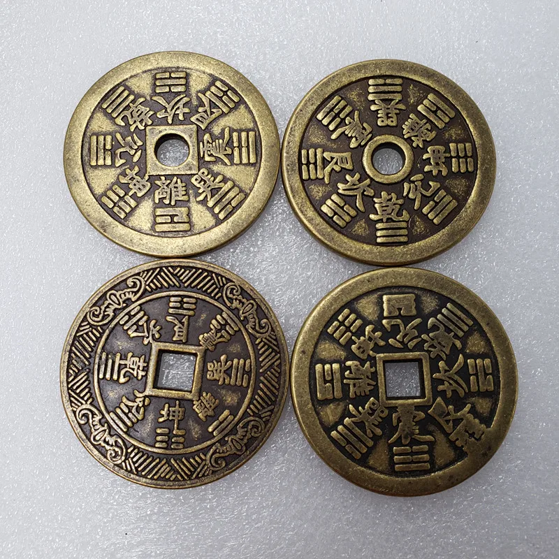 سميكة جبل شبح حفرة مربعة النحاس مطلية بالذهب المال 43 مللي متر في القطر و 3 مللي متر في سمك فنغ شوي القطع النقدية تحصيل #2