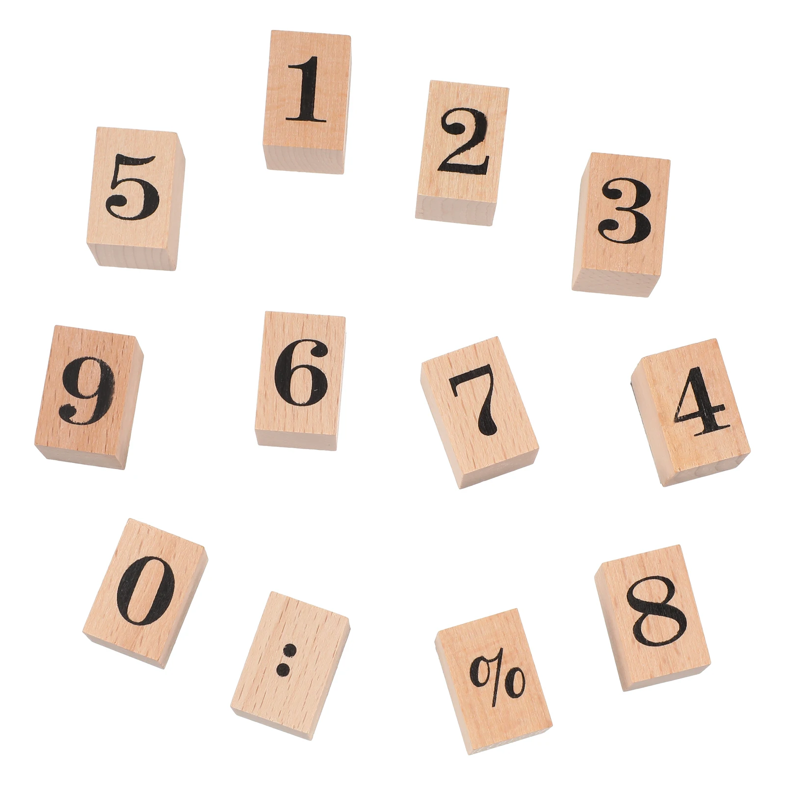 

12pcs Number Premium Wood Rubber Natural Grain Kids Safe Nontoxic Nosmell Festival Gift Decorative Scrapbook Stamps Handcraft
