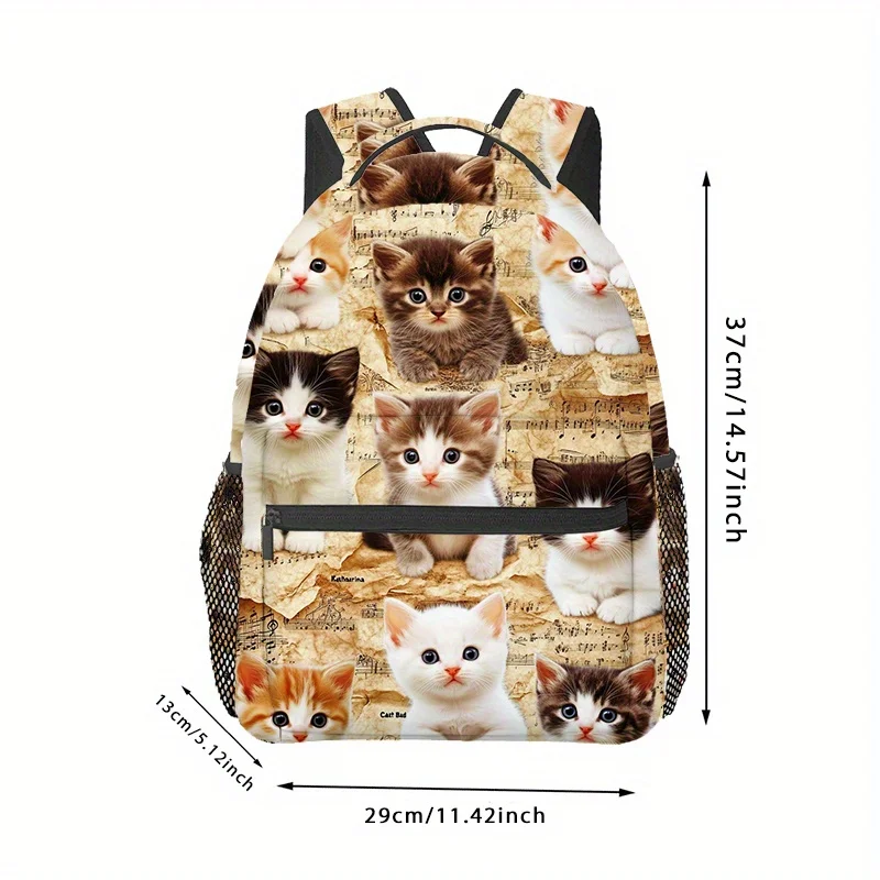 Cute Kitten Backpack Lightweight Travel Daily Use Bag with Adjustable Straps for Work School Beach Cat Backpack