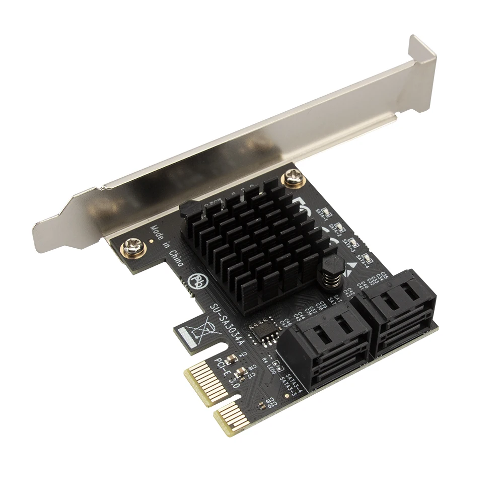 Karta rozszerzeń 4-portowa SATA III do PCIe PCI Express 3.0 X1 6Gbps, adapter, kabel przedłużający, karta adaptera do dysków twardych, karta do tworzenia obrazów.