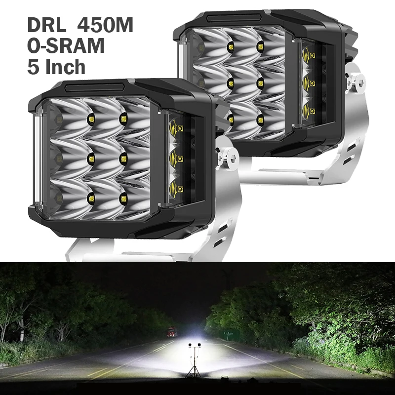 Luzes de condução super brilhantes do ponto com chicote de fios, luz de trabalho conduzida, 5 "75W caminhão 4WD veículo fora de estrada, 6500K, 24V, 2022