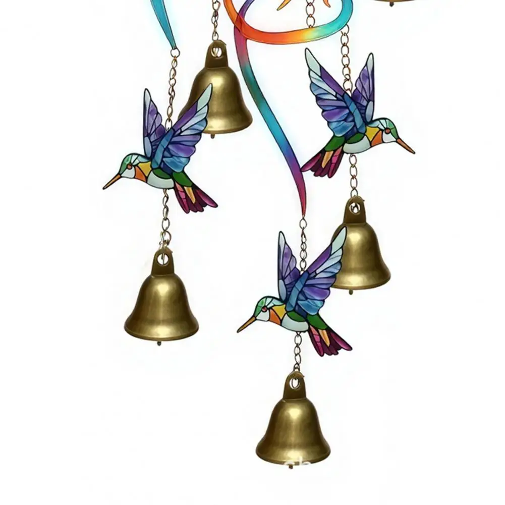 Hummingbird Wind Chime Pendant Soothing White Noise Chime Hummingbird Wind Chimes Metal Garden Wind Bell Crisp Sound for Porch
