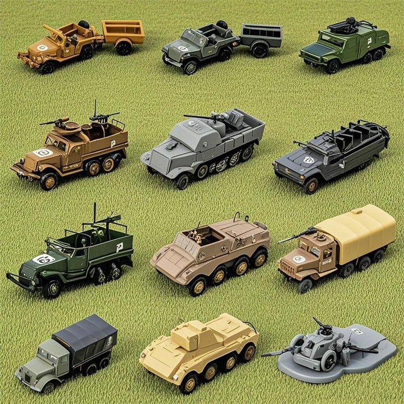 4D 1/72 Military Vehicles Model Truck Tank Jeeps Armored Transport Car Fighting Chariot Building Sand Table Scene Boy Toy Gift