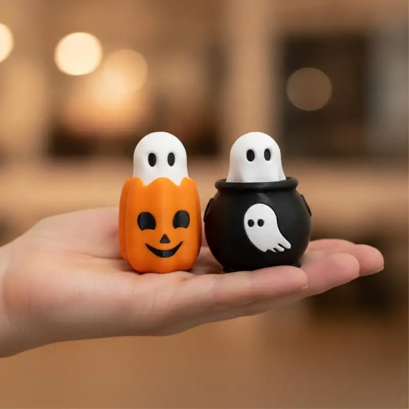 Mini-Geister-Topf-Fidget-Charm, umweltfreundlicher PLA 3D-gedruckter Halloween-Horror-Feiertagsstil Rucksack-Deko-Schlüsselanhänger-Ornament – Detail 6
