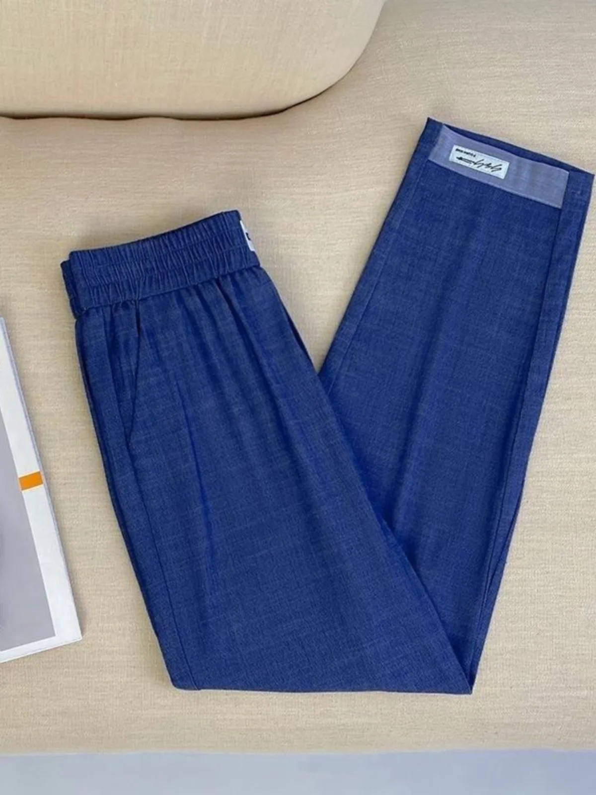 

Summer New Women's Denim Pants Loose Slimming Ice Silk Thin Casual Nine-point High Waist Straight Leg Trendy Pants