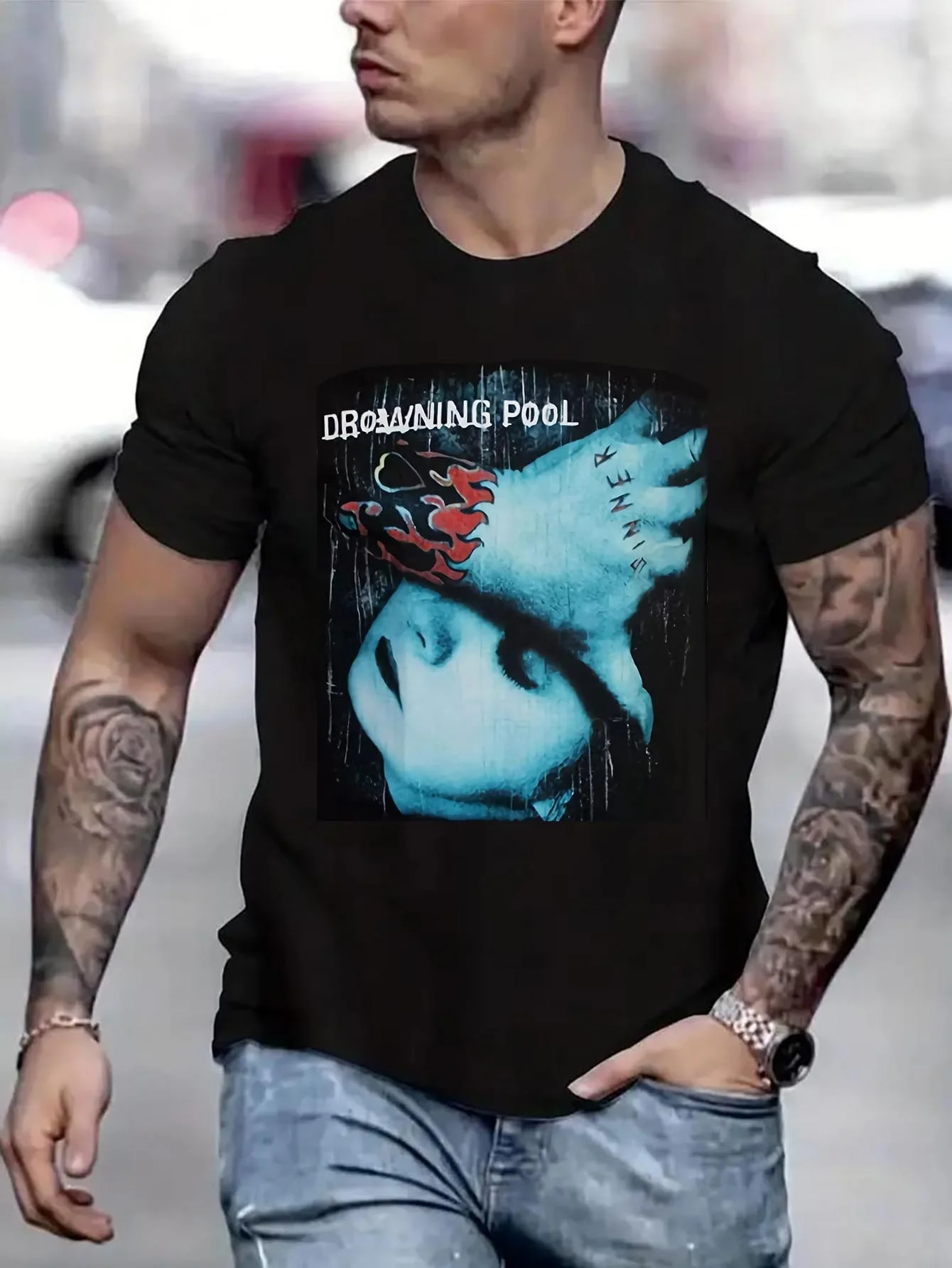 

Drowning Pool 2001 Shirts For Men Gifts For Boyfriend Graphic Tee Cotton Men's T-Shirts Graphic Tee B5022189