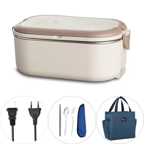 220V 110V ไฟฟ้ากล่องอาหารกลางวันสแตนเลสอุ่นอาหารเครื่องทําความร้อนกล่อง Bento 1L EU US Plug โรงเรียนสํานักงาน Thermostatic เครื่องทําความร้อน 18W