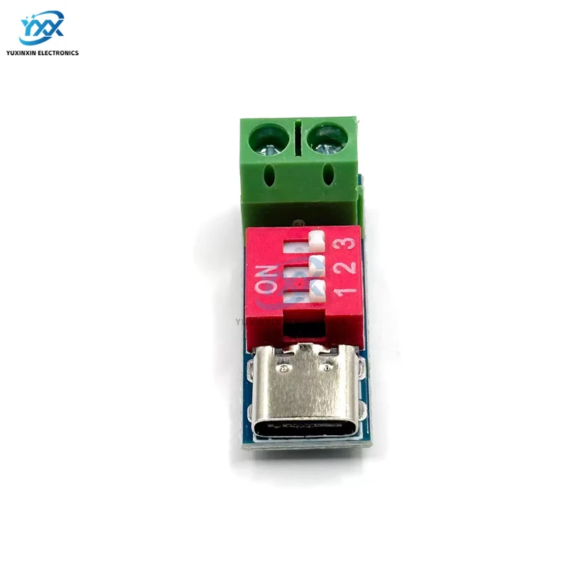 1 peça pdink pd gatilho qc pd placa de teste de carregamento rápido tensão ajustável 5 ~ 20v ajuste de interruptor dip
