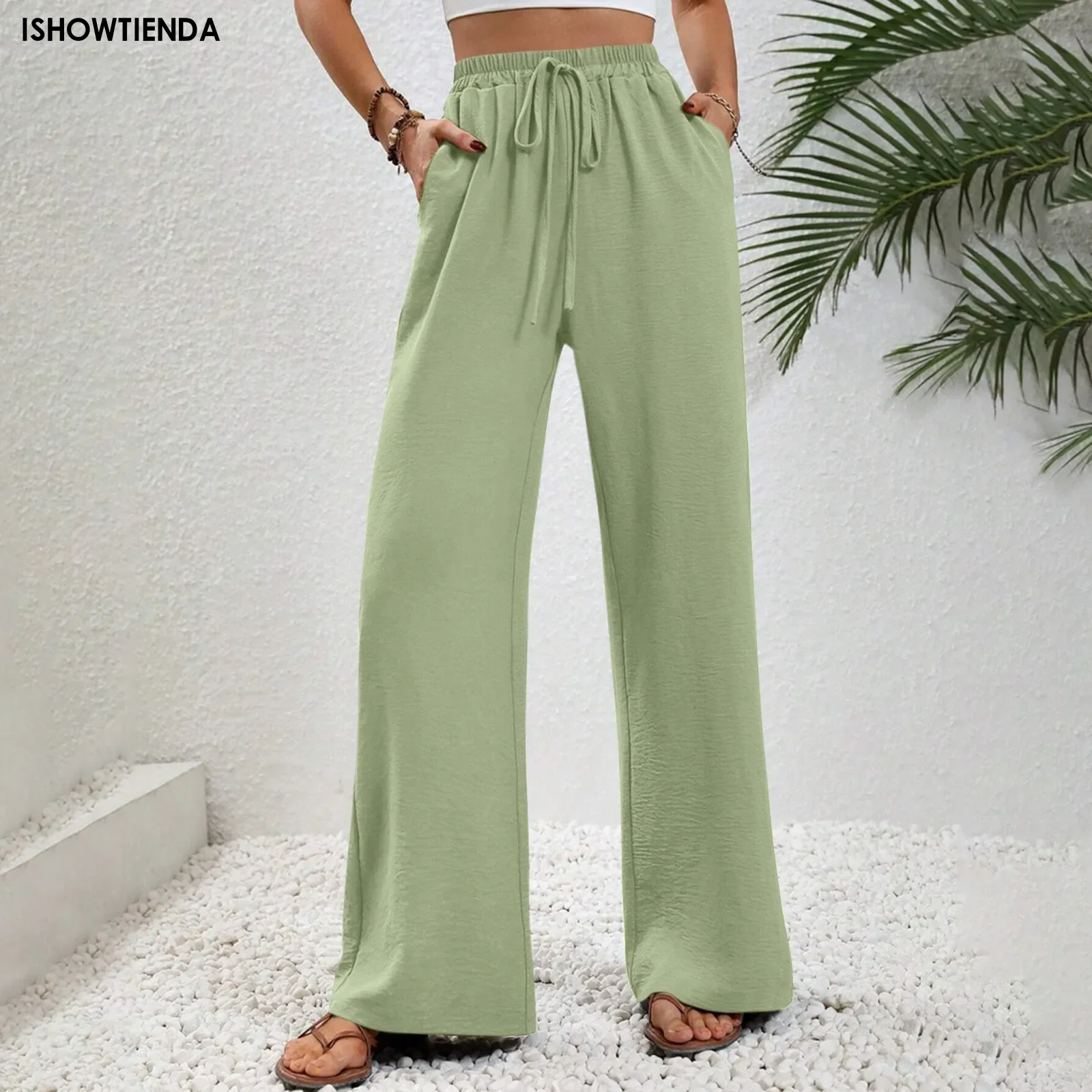 

Spring/summer New Women's Versatile Solid Color Sweeping Wide Leg Pants Women Straight Pant Loose Fitting Casual Trousers