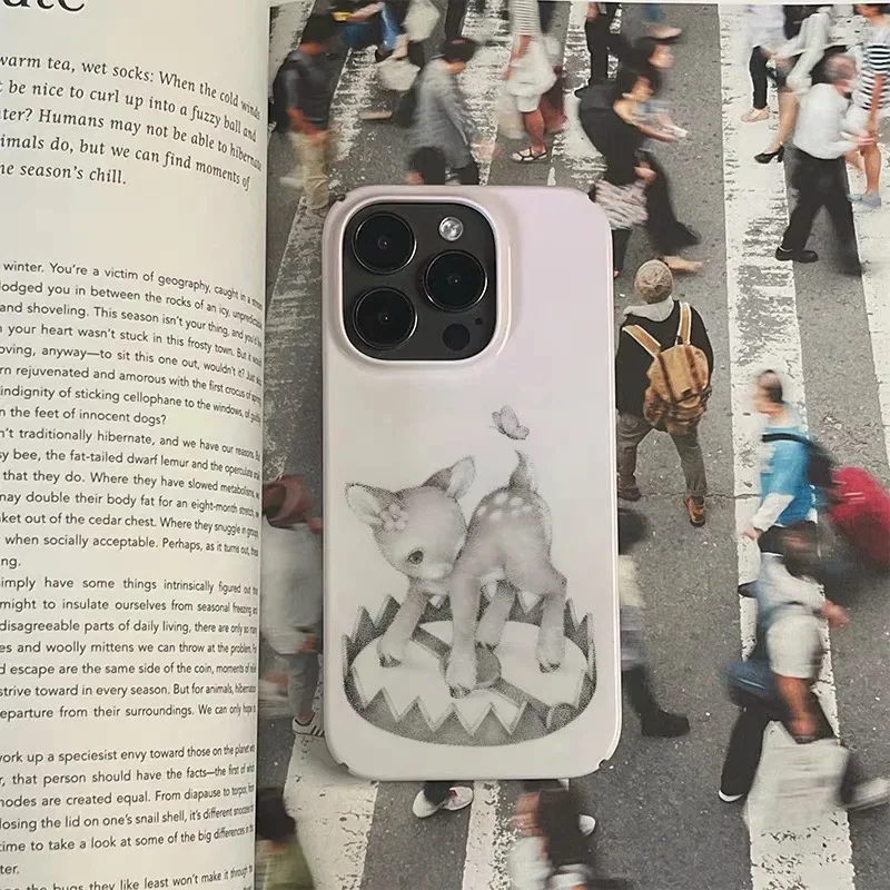 Ins Korean Cute Pink Spotted Deer Case for IPHONE 17 16 ProMax 15 14 Plus 13 12 MINI 11 PRO 16Plus XR XS MAX Acrylic Phone Cover - Image 2