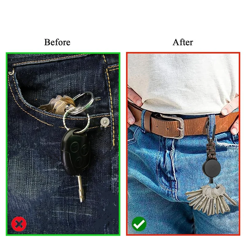 พวงกุญแจแบบพับเก็บได้ Heavy Duty Retractable Lanyard Badge Holder Retractable Key Ring Key Holder 4PCS-TCES