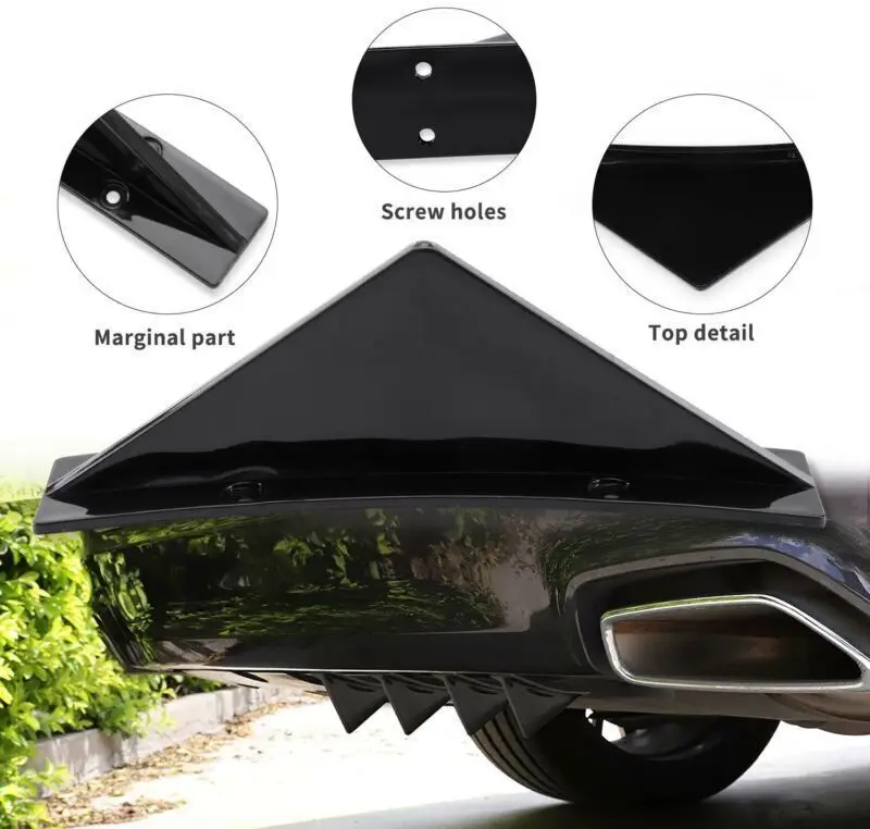 LAICY for M3 E46 323i 530i 2003-2009 Rear Bumper Lip Diffuser Defuzer Shark Fins Curved Spoiler Lip Wing Shark Fins Splitter