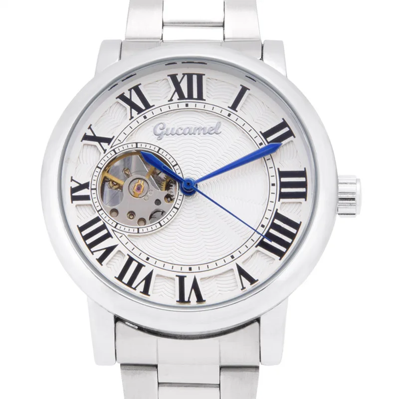 UTHAI M37 새로운 스퀘어 남성용 시계 투명 중공 패션 비즈니스 벨트 완전 자동 기계식 시계, 남성용 시계