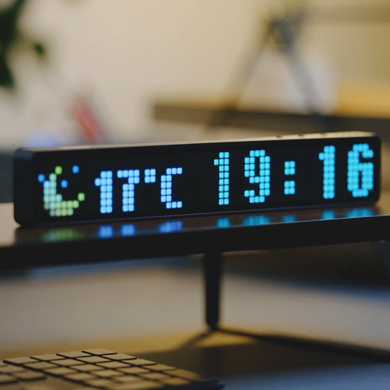 

LED dot matrix pixel clock pickup voice-activated music spectrum light WiFi network time Weather display desk clock