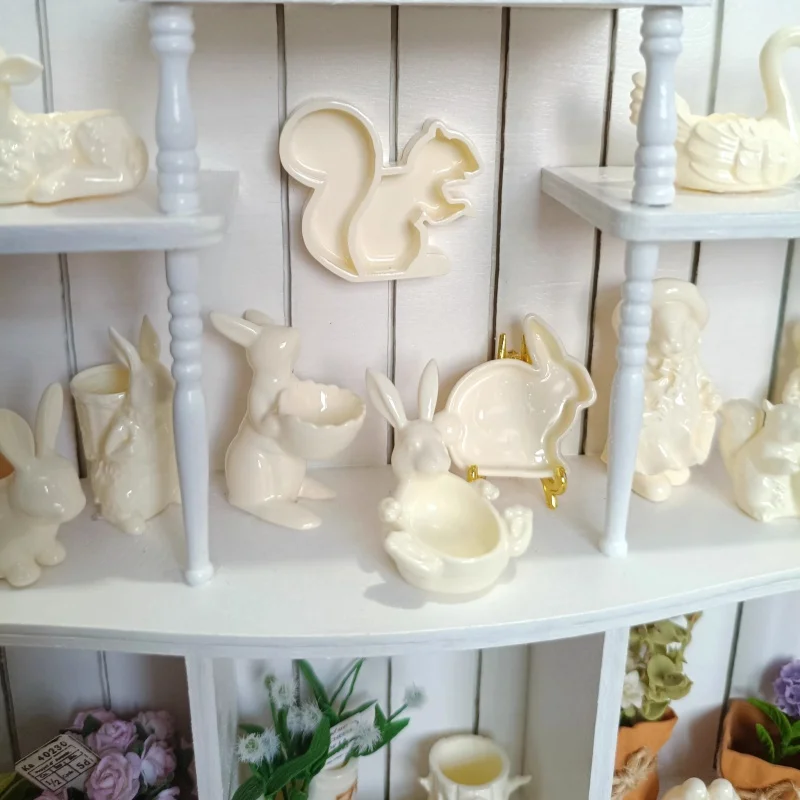 1/6 Modello di casa delle bambole Accessori per mobili Vaso da fiori da giardino Coniglio Cigno Ornamento in miniatura 1/12 Bjd Ob11 Blyth Soldier Lol Decor