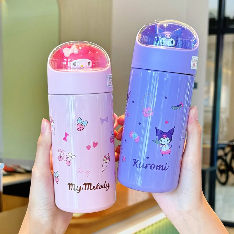 Sanrio Stainless Steel 316 Thermos Kawaii 350ml Hello Kitty Kuromi Cinnamoroll Melody Kids Vacuum Flask Water Bottle Tumbler