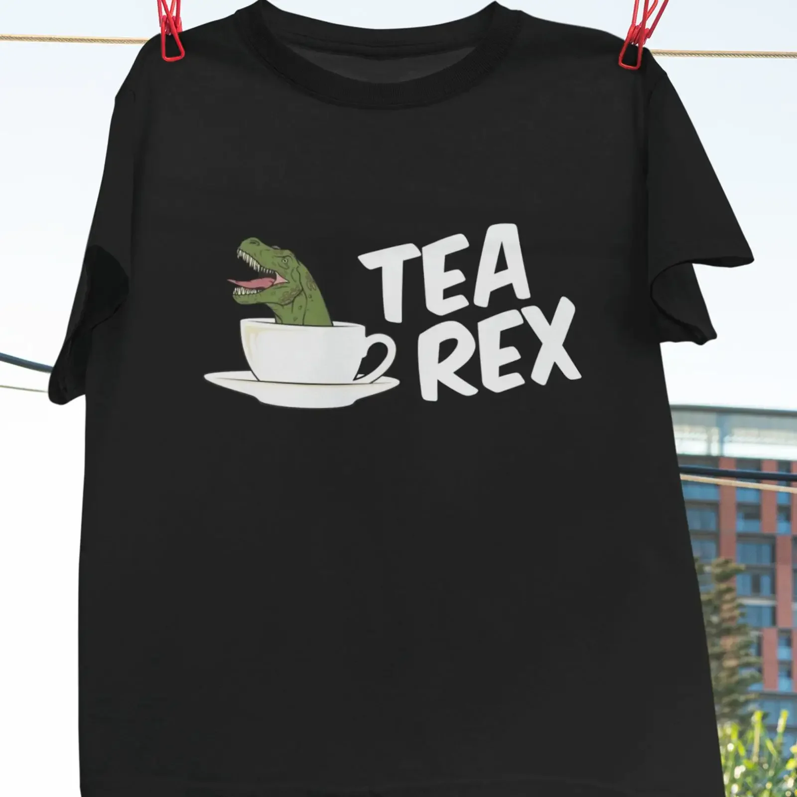 Tea Rex Funny Dinosaur T Shirt Cute Pun for Dino Lover Vintage  vintage Washed Slightly Breathable streetwear