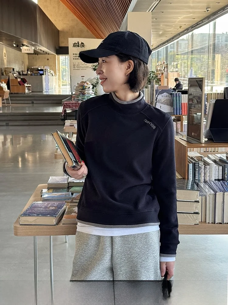 Warm Woolen f High Collar Sweatirt for Women Beige Color Winter Base Layer Top Casual Sle Long Sve No Hat