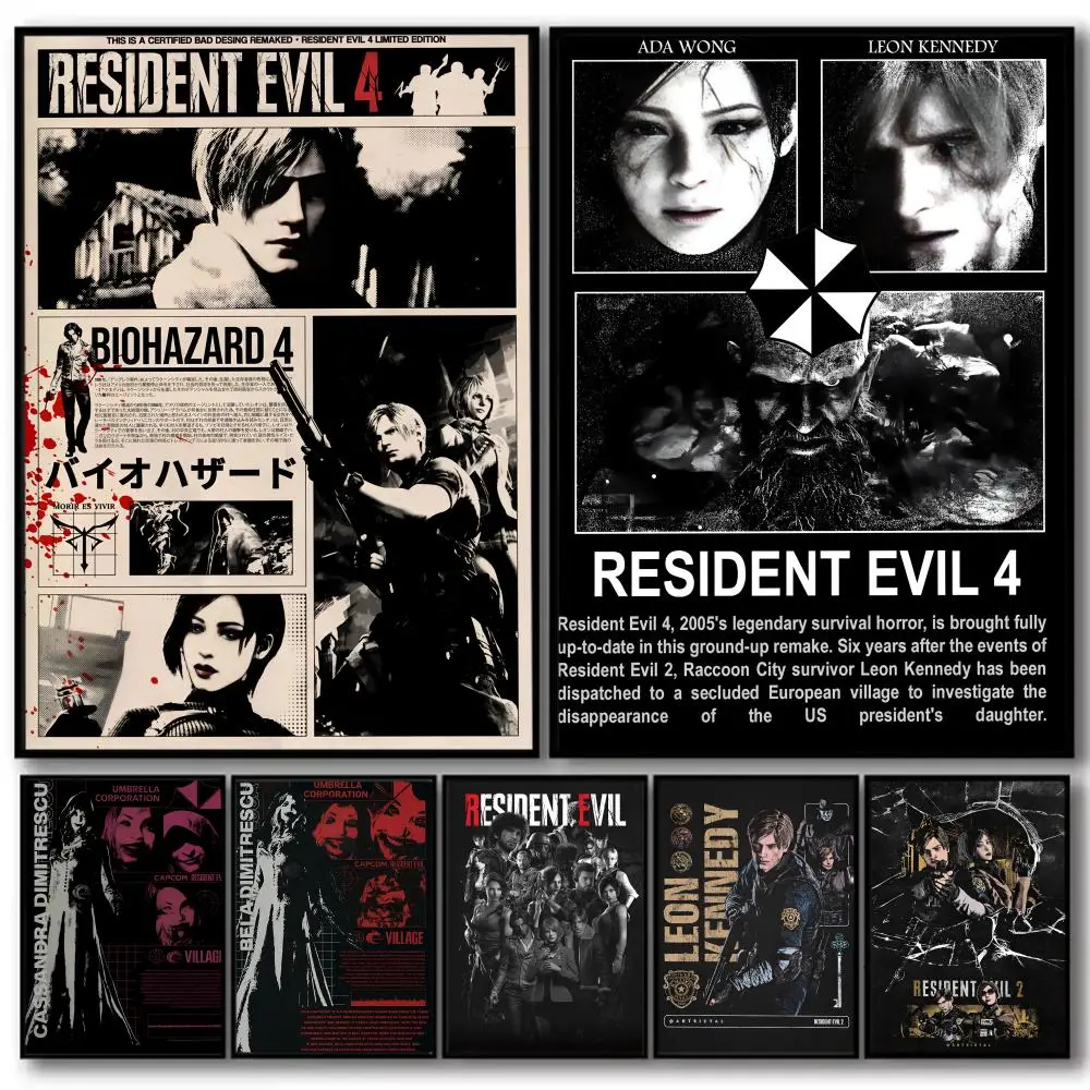 Jogo r-residente mal cartaz pintura caligrafia de alta qualidade algodão lona cartaz arte da parede para sala estar café casa decoração