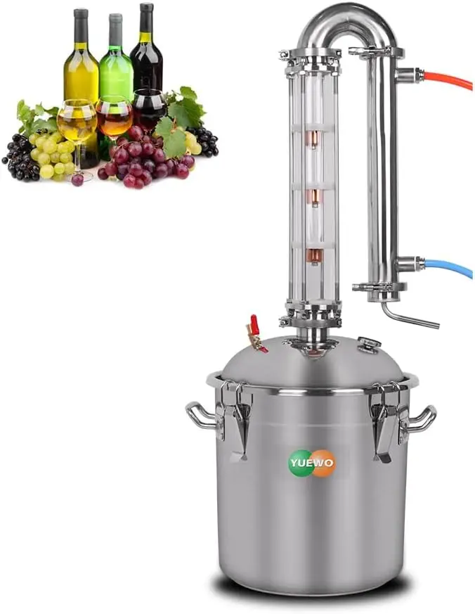 

YUEWO Alcohol Still 5.8GAL/13.2GAL Stainless Steel Alcohol Distiller Home Brewing Distillery Kit with 2” Crystal Still Column fo