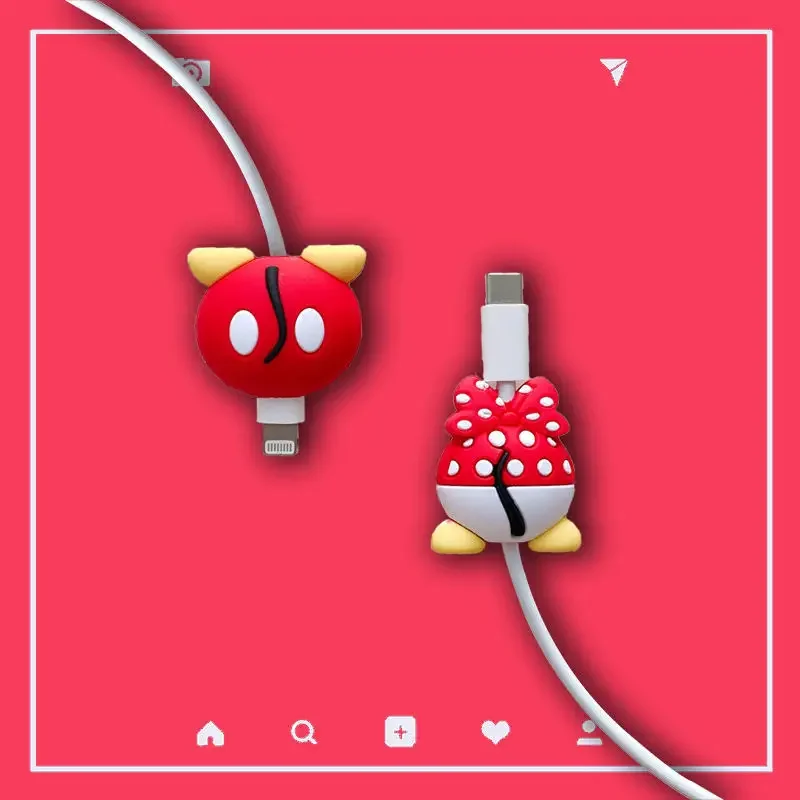 Organizador de cables de Mickey y Minnie, Protector de línea de datos para Apple, iPhone, Huawei, Xiaomi, Cable de carga antirotura Cas, nuevo