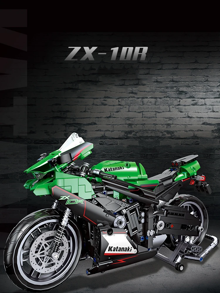Technischer 1:14 Motorrad-Baustein Japan ZX-10R Motorrad-Konstruktionsmodell Bausteine Motorrad-Spielzeug Sammlung für Geschenke – Detail 1