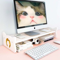 Multi-function Monitor Stand Riser Cute Cat Portable Laptop Holder Desk Shelf Monitor Stand Easy to Use for Office Home