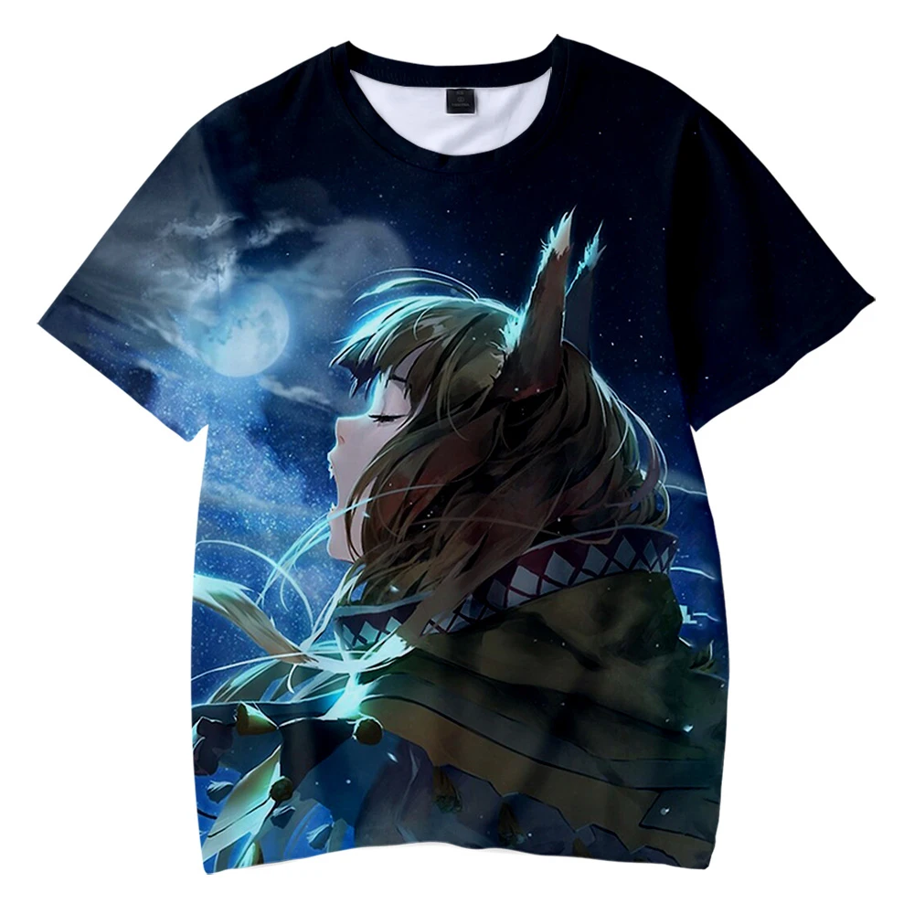 เสื้อยืดอะนิเมะ2023และ Spice and Wolf เสื้อยืดแขนสั้นคอกลม3D สำหรับผู้หญิงและผู้ชาย